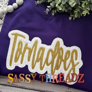 Tornadoes Double Stacked Bean stitch Script Applique Embroidery Download