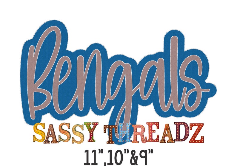 Bengals Bean Stitch Double Stacked Script Applique Embroidery Download ...