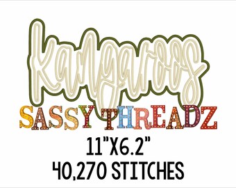 Bordado de apliques de escritura de canguros de doble capa con puntada de satén