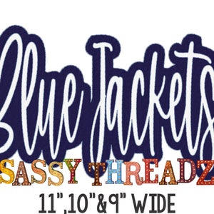 Blue Jackets Bean Stitch Double Stacked Script Applique Embroidery Download
