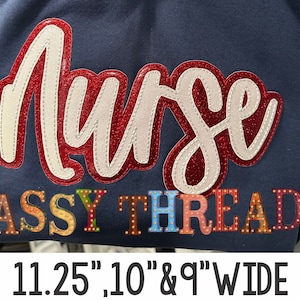 Bean stitch Nurse Double Stacked Script Applique Embroidery Download