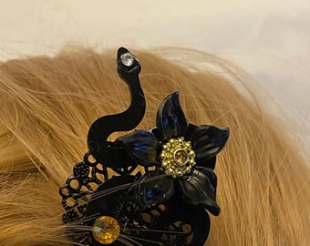 Medusa Hairpin, Black Hair Pin, Handmade Hairpin, Hair pick,  Gift Ideas