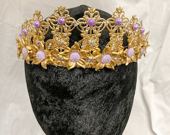 Goddess Crown- Lavender and Gold Crown- Bridal Crown- Wedding - Handmade Crown