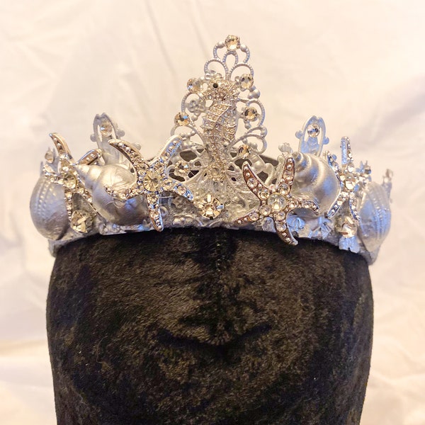Mermaid Crystal Crown -  Bridal Crown- Wedding Headpiece - Handmade Crown - Festival Crown - Under the Sea Crown - Silver Crown