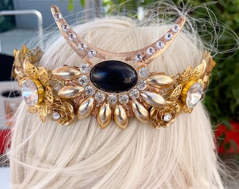 Cleopatra Crown - Egyptian Goddess Crown  - Bridal Crown -  Wedding - Handmade Crystal Crown