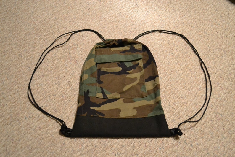 upcycled retired uniform backpack Draw String Backpack