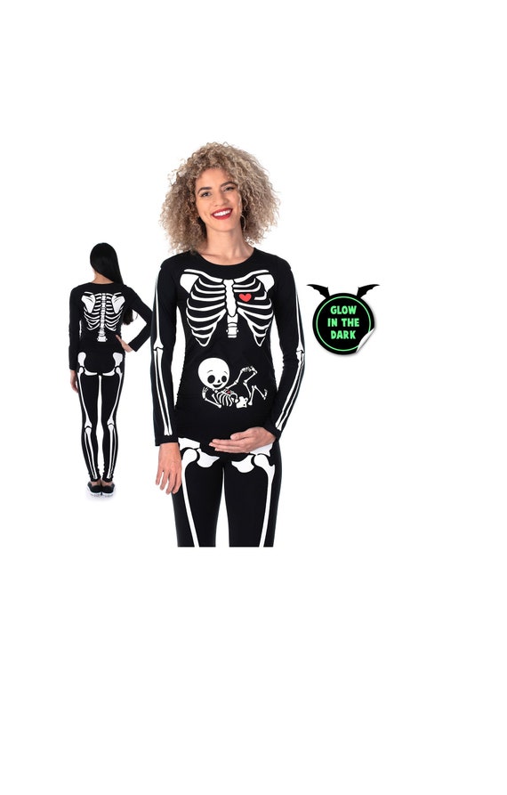Halloween Maternity Shirt and Leggings Skeleton with Neutral Etsy