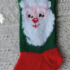Christmas Stocking, Santa, Fuzzy yarn Hand Knitted, Personalized with Name