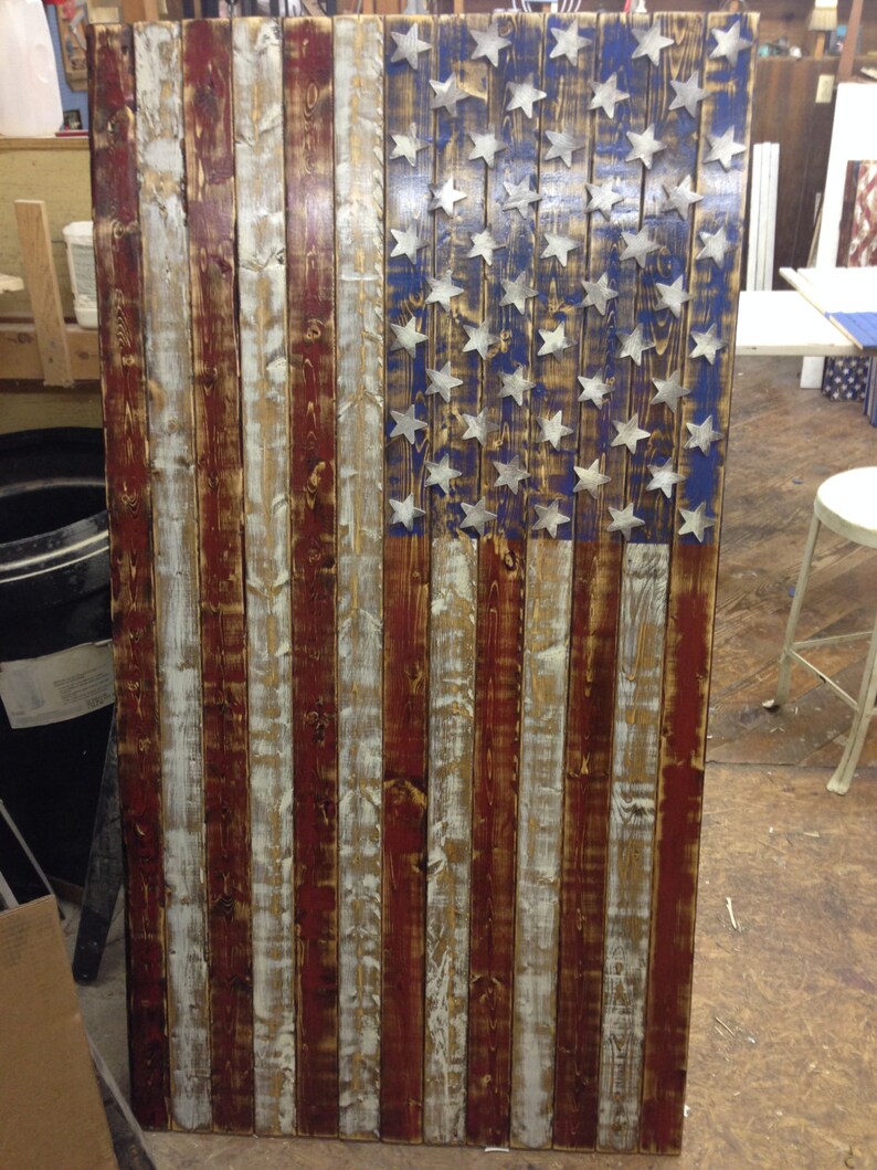 Distressed Rustic Wooden American Flag 5' Flag Etsy