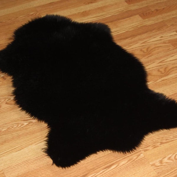 Black Bear Shape Faux Fur Rug