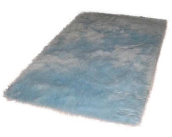5' X 8' Baby Blue Faux Fur Rug Non-slip Washable Great - Etsy