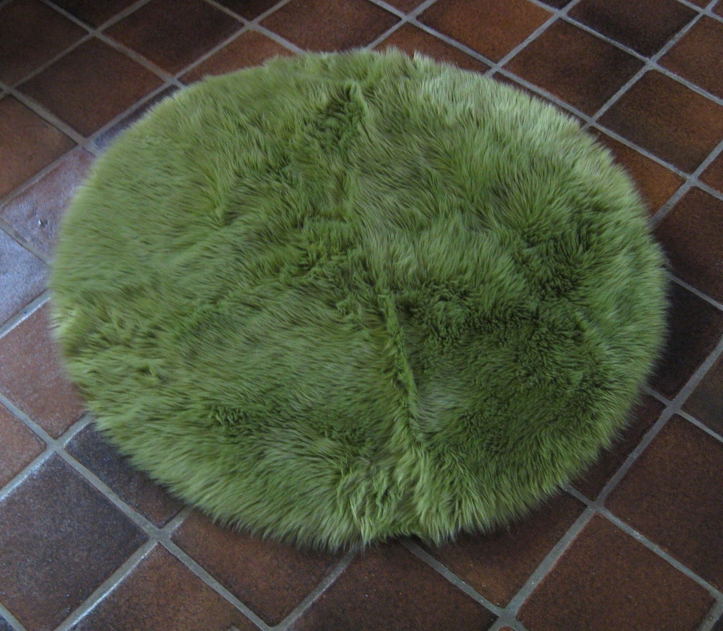 4'9 Large Round Olive GREEN Faux Fur Rug Nonslip Washable Etsy UK