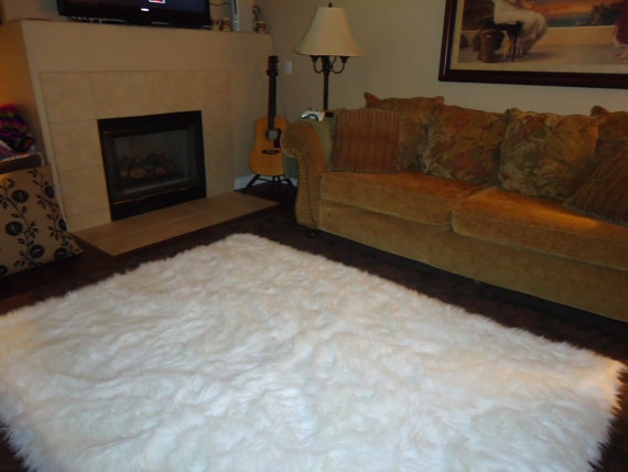 2' x 8' pure whiteFaux FUR area Rug washable non-slip MADE IN USA soft fluffy 