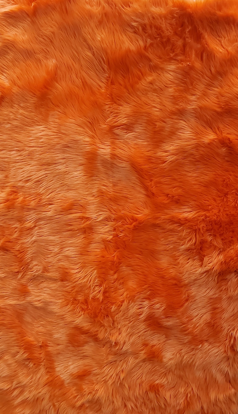 3' Small Round ORANGE Premium Faux Fur Rug Nonslip Etsy