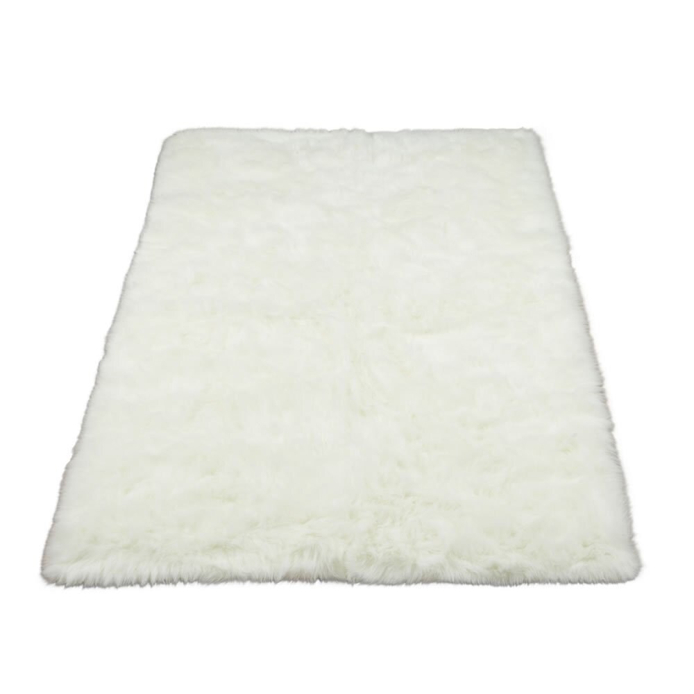 Large Sizes Natural Off White Area Soft Faux Fur Rugs Non Slip