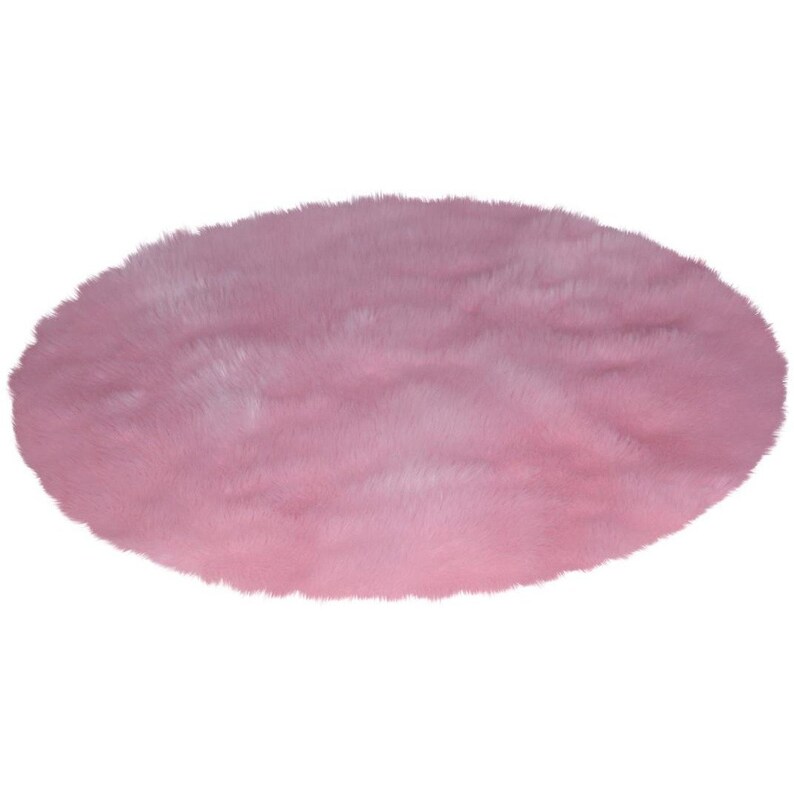 Round Light Pink Faux Fur Rug Etsy