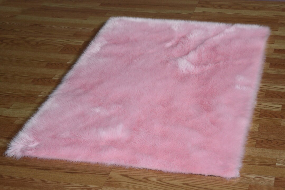 5' X 8' Baby Pink Faux Fur Rug Nonslip Washable Great Etsy