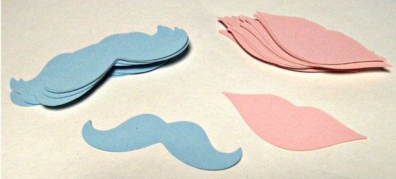 3005M Hand Crafted 50-3 inch Mustache 50 lips Gender Reveal Little Man Party