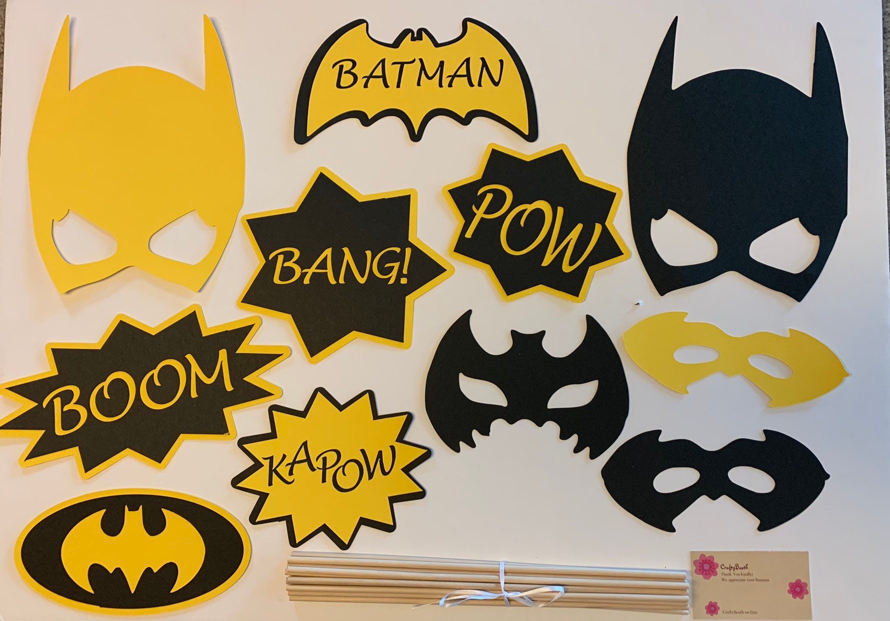 Batman Boom Photo Booth Props 11pc Yellow and Black 2102D | Etsy