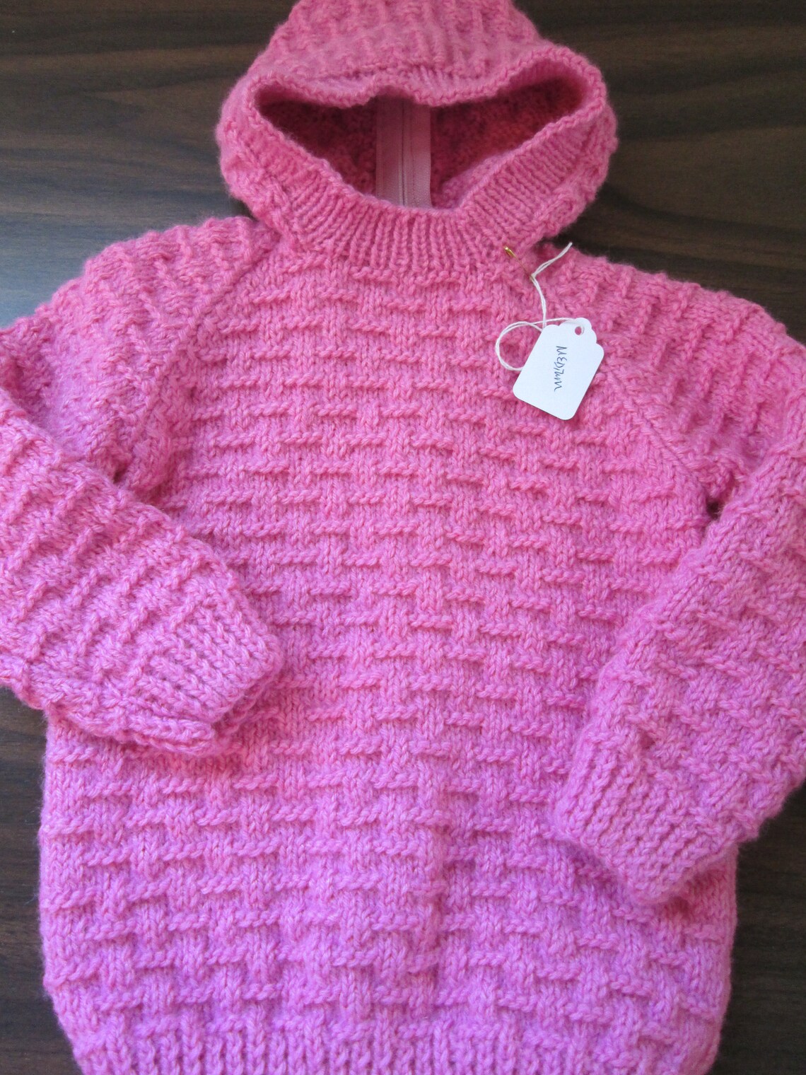 Hand Knit Rosey Pink Baby Sweater 1218 Mon. Zip Back Etsy UK