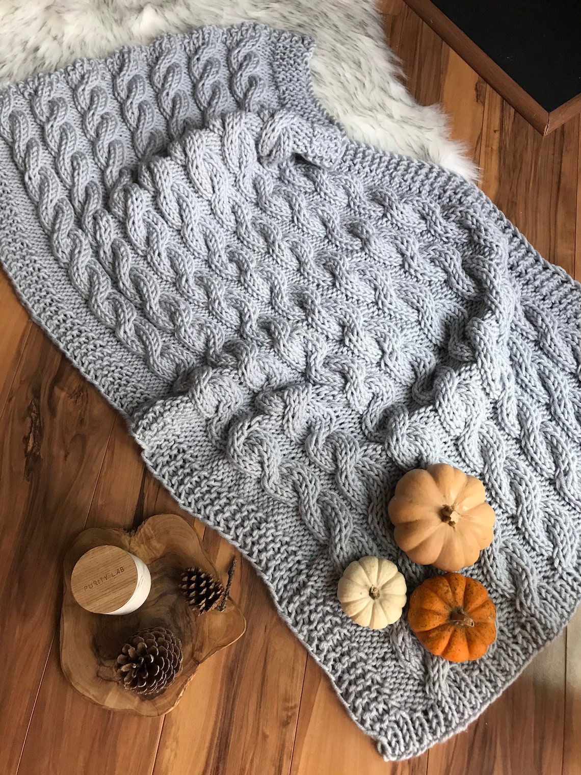 KNITTING PATTERN Cabled Throw, DIY Knit Throw, Blanket Knit Pattern ...