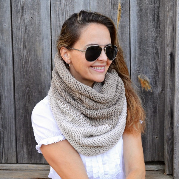 DIY KNITTING PATTERN  Oversized Cowl, Warm Knitted Scarf,  Hand Knitted Women's Scarf, Oversized Boho Scarf, Easy Knit Snood, Neck Warmer