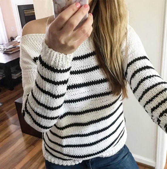 KNITTING PATTERN DIY Sailor Striped Cotton Sweater, Women\'s Knit Top, Cotton  Sweater Top, Simple Knit Top, Cotton Top, Easy Knit Cotton Top - Etsy  Denmark