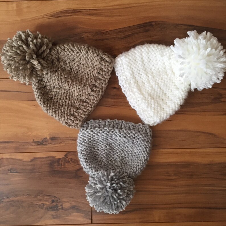 Knit Baby Hat Knit Baby Cap Knit Baby Beanie Newborn Pom Etsy