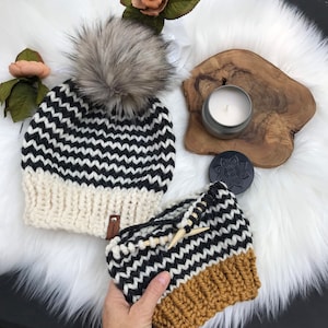 DIY Stickmönster Tunnrandig Damrandig Pom Pom-mössa, Randig Mössa, Lyxig Mössa, Varm Dammössa