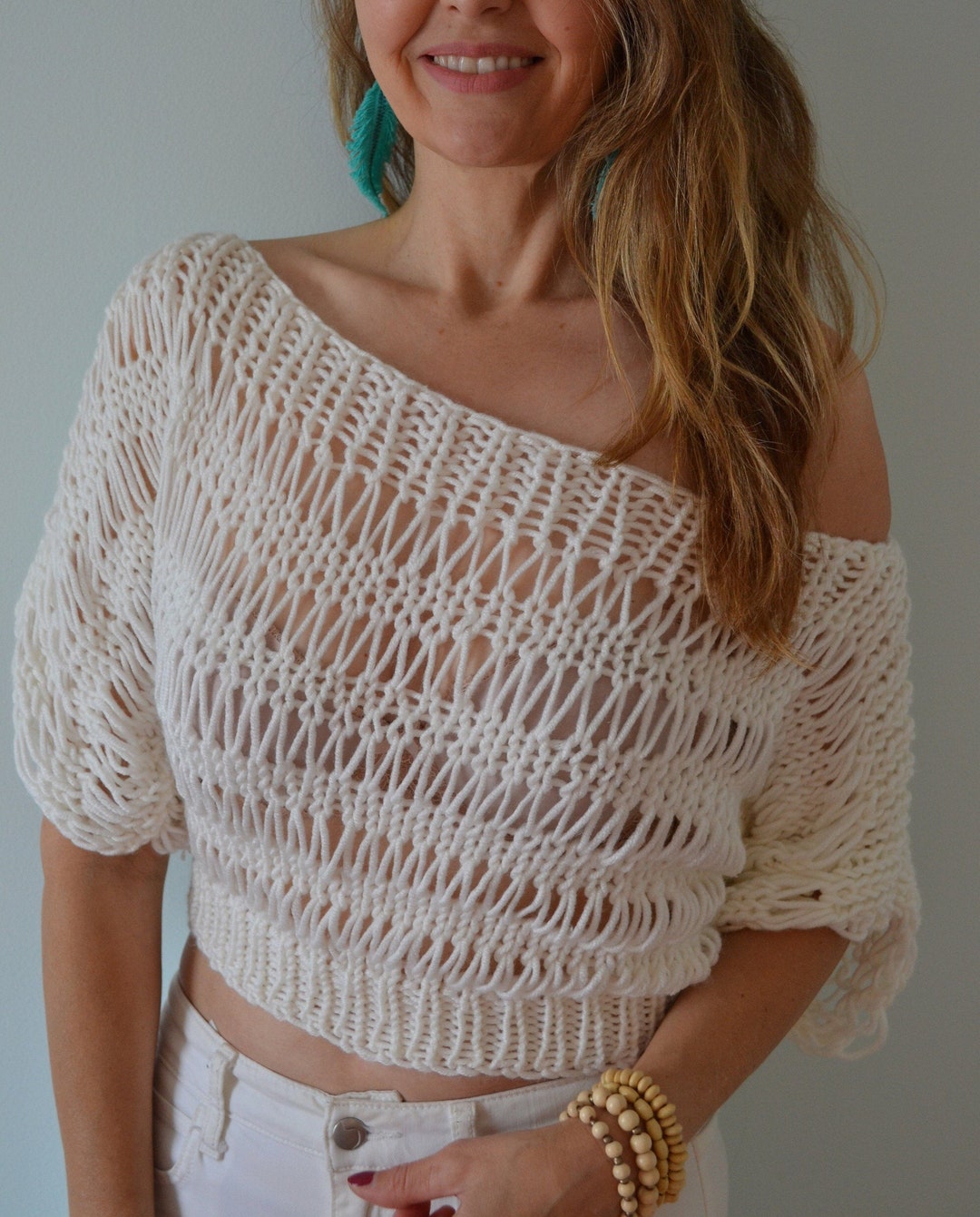 KNITTING PATTERN DIY Festival Summer Top, Women's Knit Top, Airy Knit