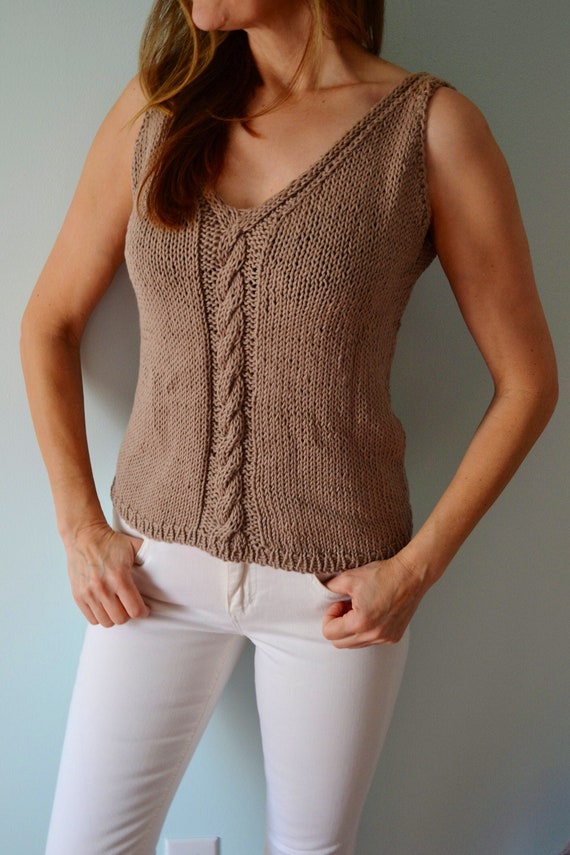 KNITTING PATTERN DIY Summer Cotton Tank Top, Women's Knit Top