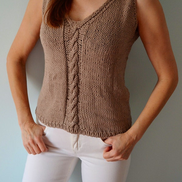 KNITTING PATTERN DIY Summer Cotton Tank Top, Women's Knit Top pattern, Lydia Tank Top, Summer Knit Top, Cotton Top, Easy Knit Top