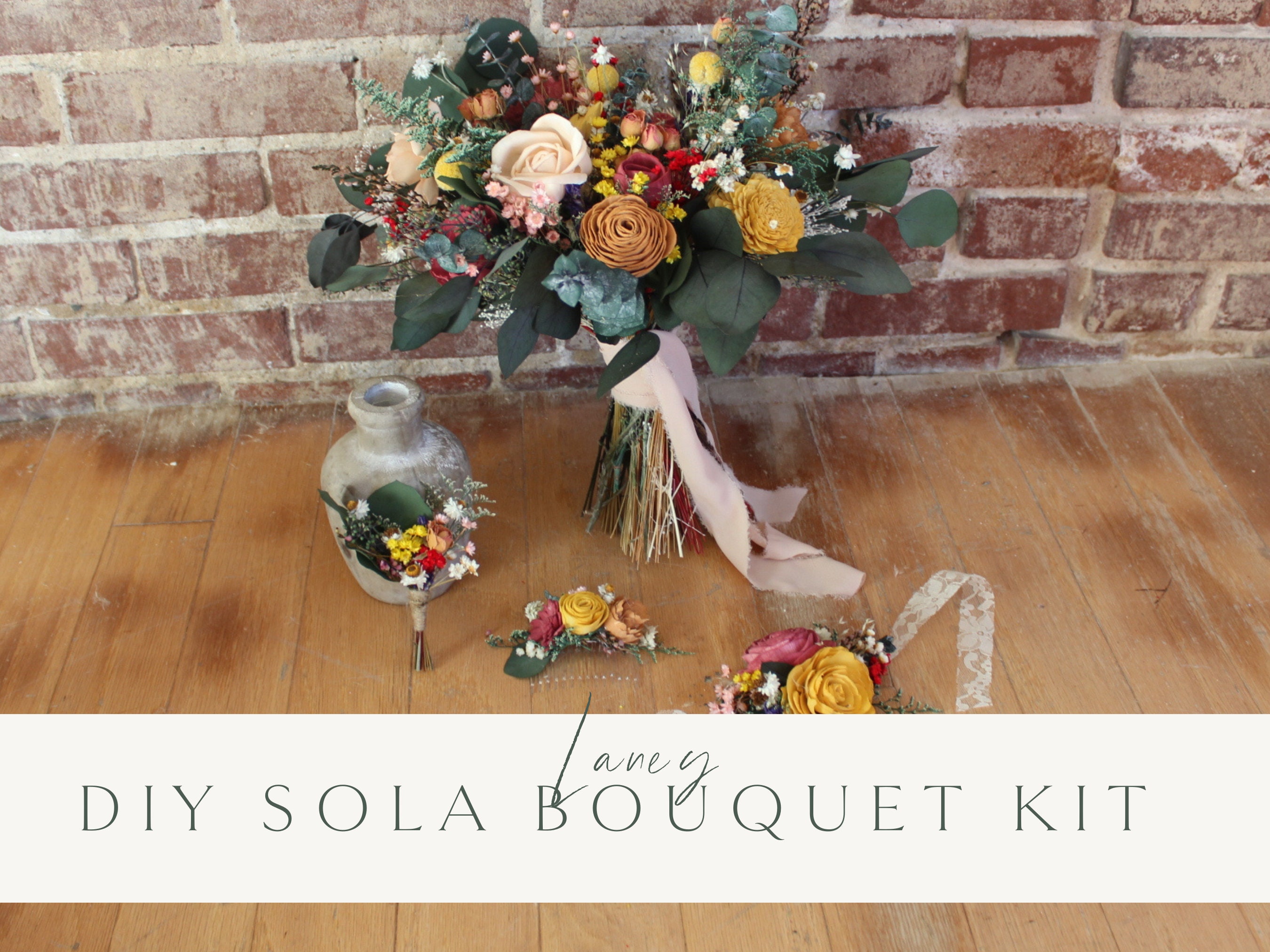 DIY KIT ~ Laney’s Collection ~ Sola Flower Bouquet ~ Wild Flower Bridal  Bouquet ~ Peach, Terracotta, Marigold