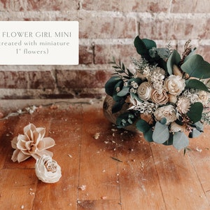 ZOE Wood Flower Wedding Bouquet with Sola Wood Flowers and Eucalyptus image 6