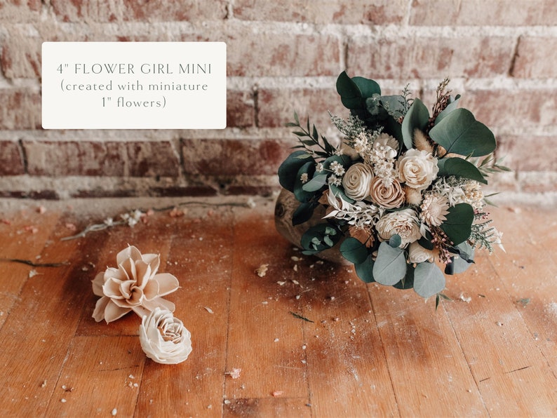 ZOE Wood Flower Wedding Bouquet with Sola Wood Flowers and Eucalyptus image 6