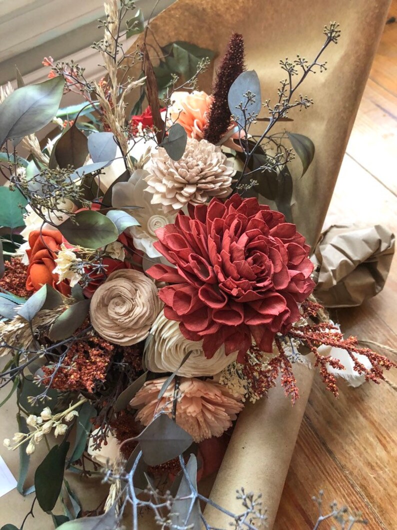 DIY KIT Wedding Bouquet Sola Wood Flowers Fall Wedding Etsy