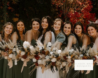KATHERINE | Boho Wood Flower Wedding Bouquet with Pampas Grass and Eucalyptus