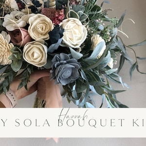 DIY KIT ~ Hannah's Collection ~ Sola Flower Bouquet ~ Wedding Bridal Bouquet ~ Ivory, Dusty Blue, Dusty Rose ~