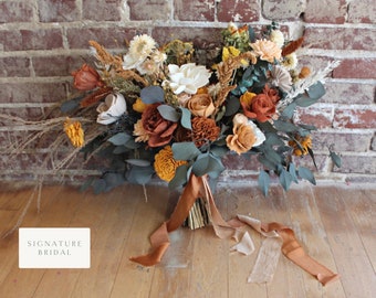 AMBER | Wood Flower Wedding Bouquet, Timeless Keepsake Bridal Flowers