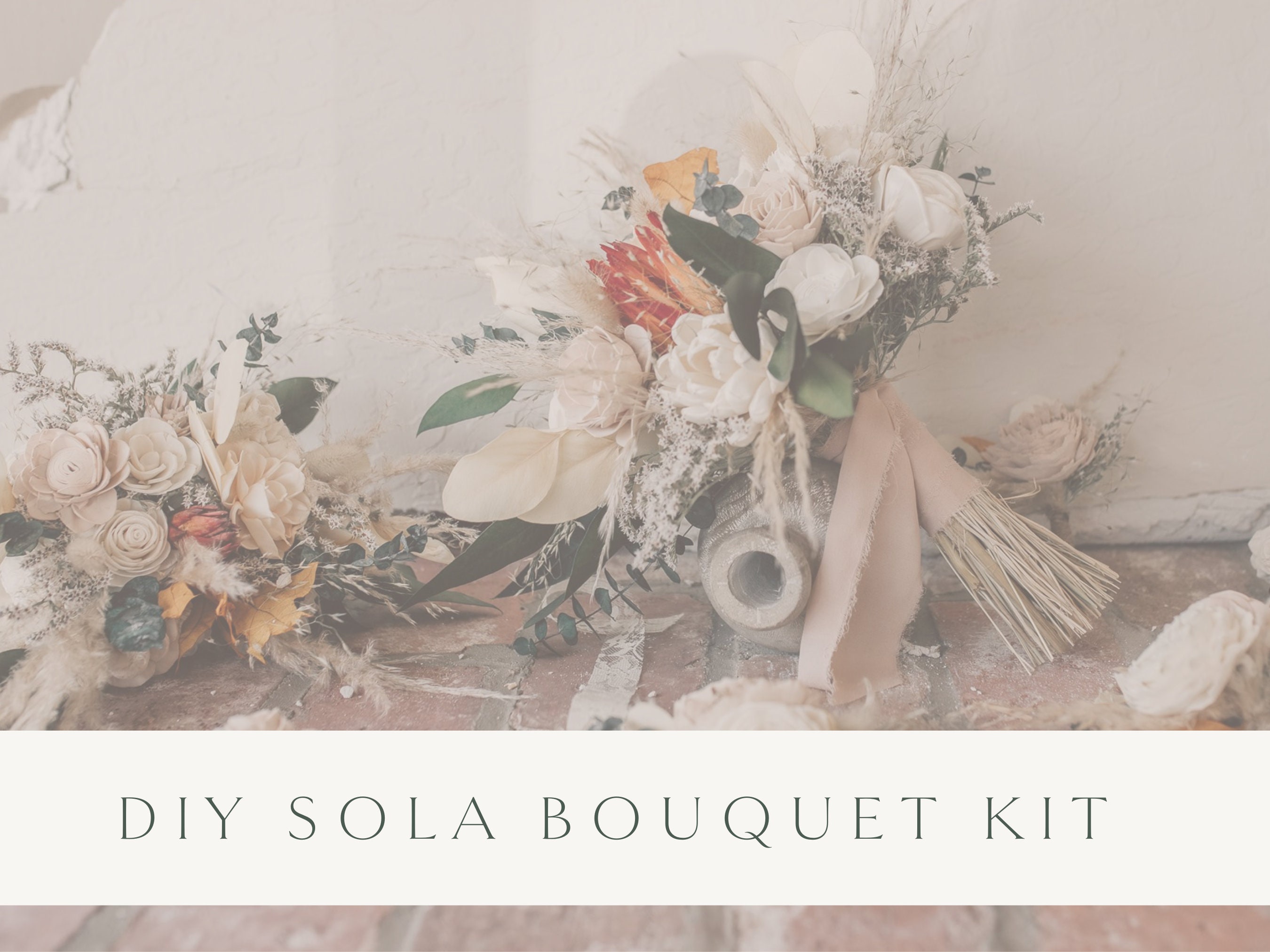 DIY KIT Katherines Collection Boho Sola Flower Bouquet Ivory Champagne  Wedding Bridal Bouquet -  Denmark