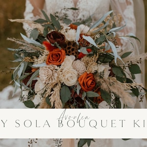 DIY KIT ~ Avonlea’s Collection ~ Wedding Bouquet ~ Wood Flowers ~ Fall Wedding ~ Burnt Orange ~Wine ~ Greenery ~Eucalyptus ~ Sola Wood