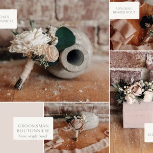 ZOE Wood Flower Wedding Bouquet with Sola Wood Flowers and Eucalyptus image 7