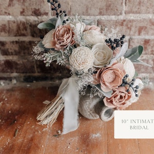 AUDREY | Wood Flower Wedding Bouquet in Dusty Rose and Ivory