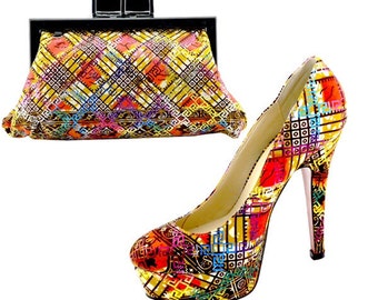 SALE: Glam n Glitz Ankara Shoes/Bag Set