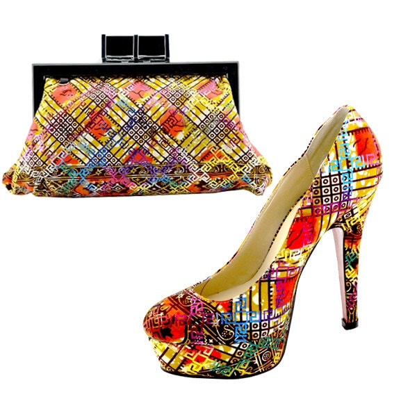 SALE: Glam n Glitz Ankara Shoes/Bag Set