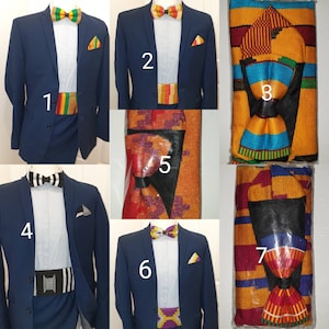 Genuine Kente Bowtie/pretied Pocket Square/Cummerbund
