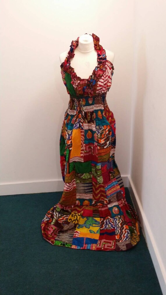 Exclusive Halter Neck Patchwork Maxi Dress - One Size - will fit a UK Size 6 to 14 Exclusive Halter Neck Patchwork Maxi Dress - One Size - will fit a UK Size 6 to 14