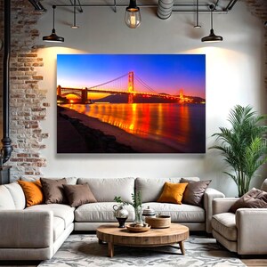 Foto del Golden Gate Bridge, San Francisco di notte, California - Stampa, stampa su metallo o tela