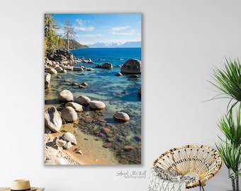 Vertical Lake Tahoe photography print, Lake Tahoe wall art, vertical landscape photography print, tall wall art, Fine art landscape print