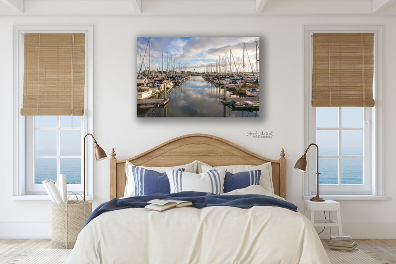 Stampa Boat Harbor, foto Ventura California, arte della parete in barca, arte della parete del porto, arte della parete nautica, stampa fotografica di barche d'arte tela metallica immagine 2